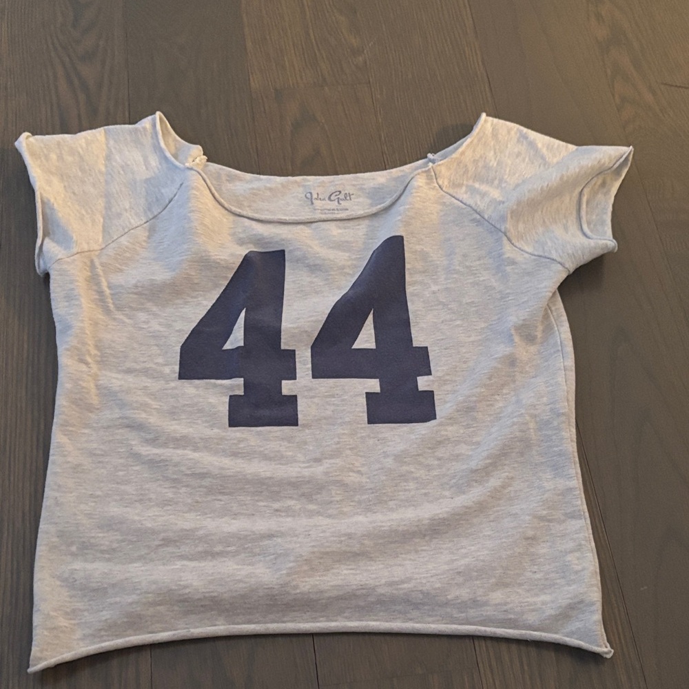 Brandy Melville Light Gray Tee with Navy '44'
